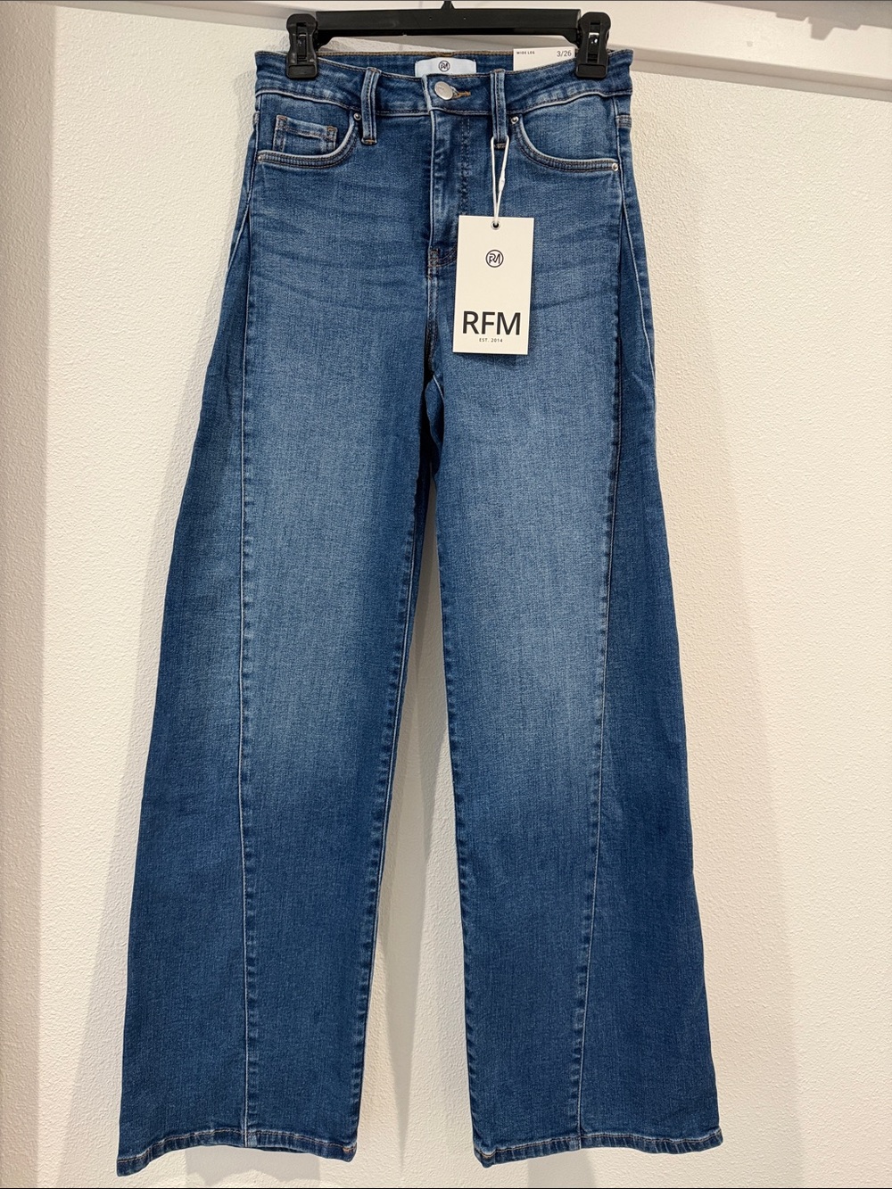 RFM HAILEY Medium Blue Wide-Leg Denim Jeans